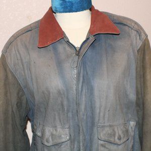Vintage Leather Bomber Jacket LARGE